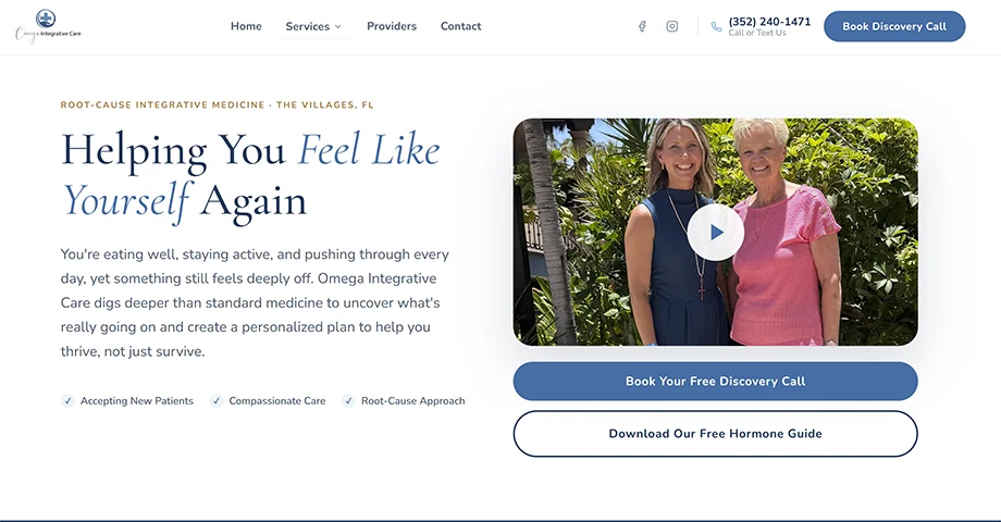 Omega Health Integrative Care website