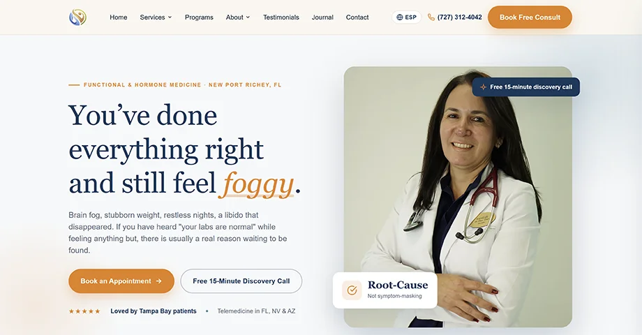 ExcelLife Integrative Care hormone and wellness website homepage
